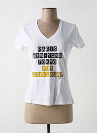 Tricou croială dreaptă mâneci scurte alb KAPITALES femeie