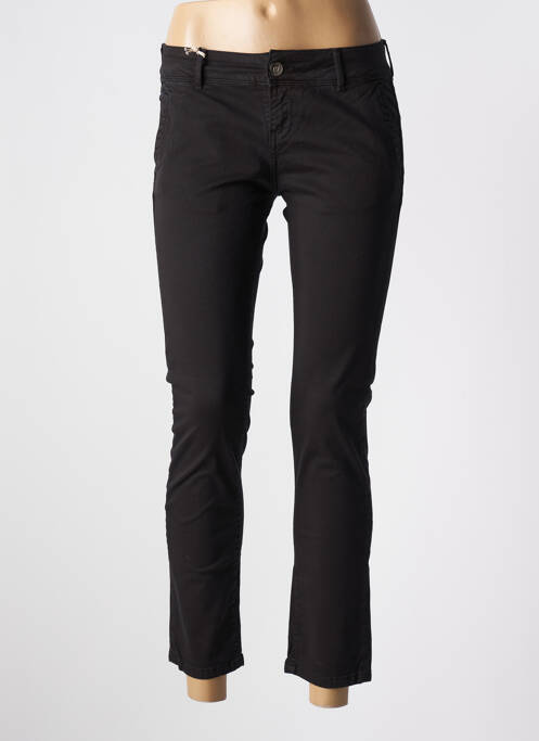 Pantalon chino țesătură poplin mărime normală negru DONOVAN femme