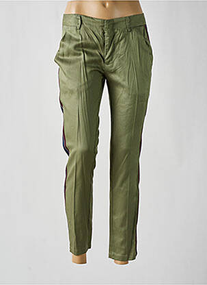 Pantalon chino broderie galoni laterali talie joasă verde REIKO femeie