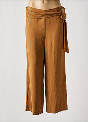Pantalon 7/8 țesătură poplin mărime normală maro KITANA femeie