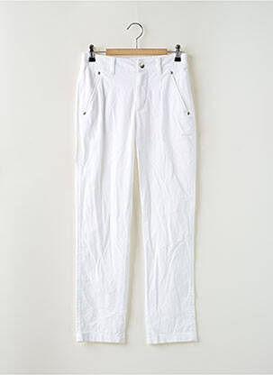 Pantalon chino țesătură poplin talie înaltă alb STREET ONE femeie