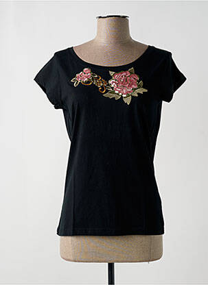 Tricou croială cambrată mâneci scurte negru NINATI femeie