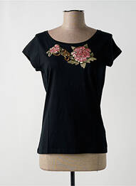 Tricou croială cambrată mâneci scurte negru NINATI femeie