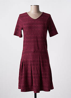 Rochie midi mâneci scurte mâneci scurte roșu LE TEMPS DES CERISES fată