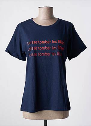 Tricou serigrafie mâneci scurte albastru YUKA femeie