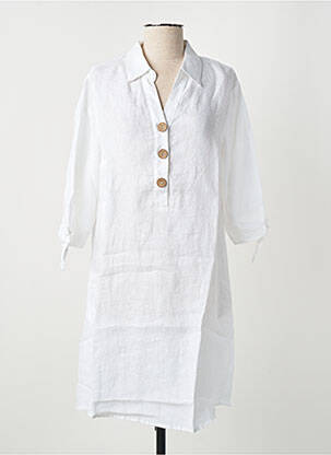 Rochie scurtă mâneci 3/4 mâneci 3/4 alb BLANC BOHEME femeie