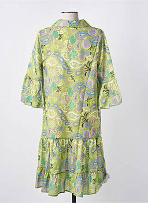 Rochie midi imprimeu floral mâneci 3/4 verde BLANC BOHEME femeie