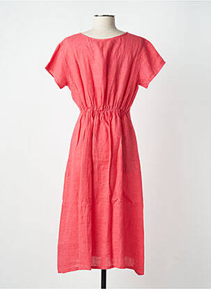 Rochie midi mâneci scurte mâneci scurte roz BLANC BOHEME femeie