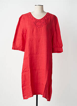 Rochie scurtă mâneci scurte mâneci scurte roșu BLANC BOHEME femeie