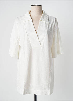 Top elasticitate mâneci scurte bej BLANC BOHEME femeie