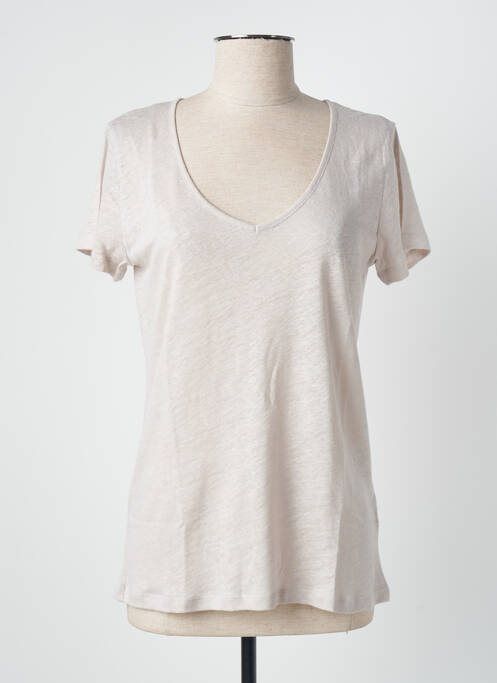 Top mâneci scurte mâneci scurte bej BLANC BOHEME femme