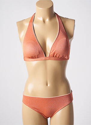 Costum de baie din două piese elasticitate top triunghiuri portocalie COCO SAINT TROPEZ femeie