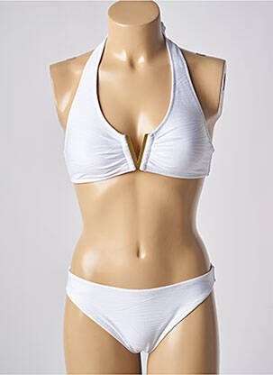 Costum de baie din două piese elasticitate top triunghiuri alb ADMAS femeie