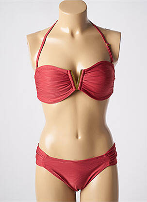 Costum de baie din două piese elasticitate top sutien modelat roșu ADMAS femeie