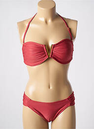 Costum de baie din două piese elasticitate top sutien modelat roșu ADMAS femme