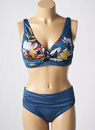 Costum de baie din două piese elasticitate top triunghiuri albastru ADMAS femeie