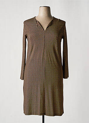 Rochie midi imprimeu fantezie mâneci lungi maro SIYU femeie