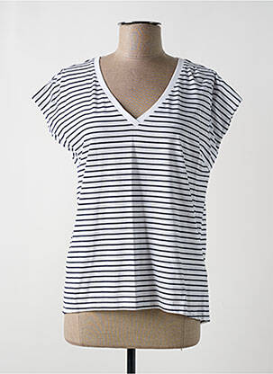 Tricou guler în v mâneci scurte alb ALLUDE femeie