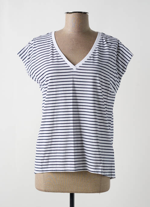 Tricou guler în v mâneci scurte alb ALLUDE femme