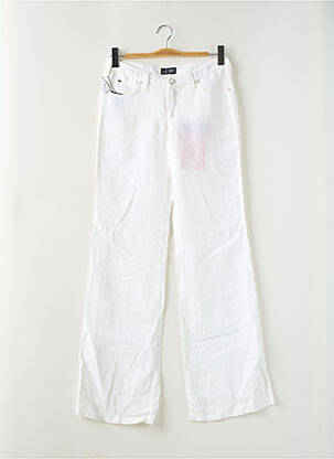 Pantalon drept închidere cu fermoar sub clapetă cu nasturi alb ARMANI femeie