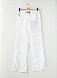 Pantalon drept închidere cu fermoar sub clapetă cu nasturi alb ARMANI femme
