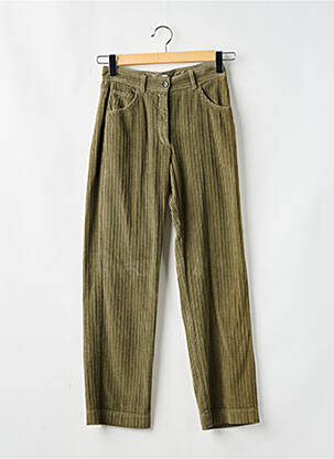 Pantalon drept talie cu cleme talie înaltă verde HARTFORD femeie