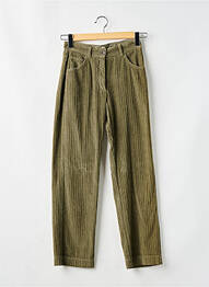 Pantalon drept talie cu cleme talie înaltă verde HARTFORD femeie