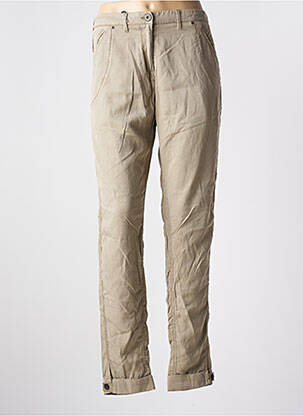 Pantalon drept talie cu cleme talie înaltă bej AERONAUTICA femeie