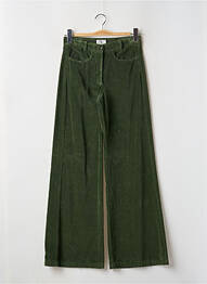 Pantalon larg închidere cu fermoar sub clapetă cu nasturi talie înaltă verde HARTFORD femeie