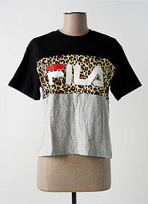 Tricou croială dreaptă mâneci scurte negru FILA femeie