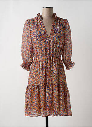 Rochie midi imprimeu floral mâneci 3/4 portocalie CHATTAWAK femeie