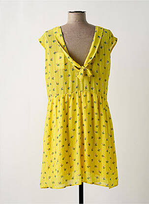 Rochie scurtă imprimeu floral mâneci scurte galben LILI & LALA femeie