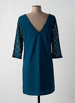 Rochie scurtă croială fluidă mâneci 3/4 verde CERISE BLUE femeie
