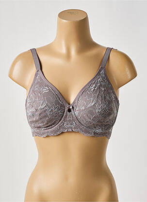 Sutien efect material satinat sutien cupe întregi cu decolteu înalt gri TRIUMPH femeie