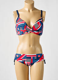 Costum de baie din două piese elasticitate sutien balconet cu decolteu înalt albastru SUNMARIN femme
