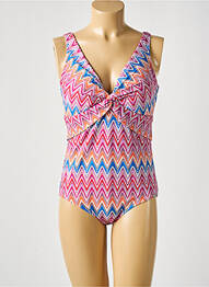 Costum de baie dintr-o singură piesă efect material satinat sutien balconet cu decolteu înalt roz SUNMARIN femme