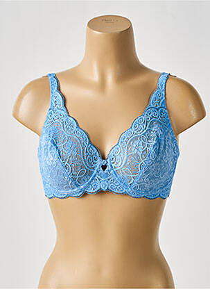 Sutien efect material satinat sutien cupe întregi cu decolteu înalt albastru TRIUMPH femeie