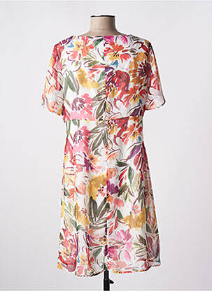 Rochie midi imprimeu floral mâneci scurte bej CHRISTINE LAURE femeie