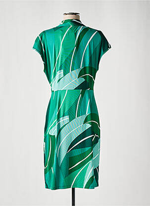 Rochie midi imprimeu fantezie mâneci scurte verde K-DESIGN femeie