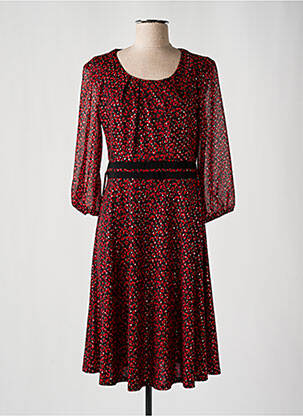 Rochie midi imprimeu floral mâneci 3/4 roșu CHRISTINE LAURE femeie