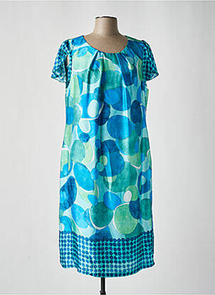 Rochie midi imprimeu fantezie mâneci scurte albastru ESTEL COLLECTION femeie