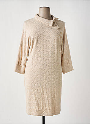Rochie midi mâneci 3/4 mâneci 3/4 bej ESTEL COLLECTION femeie