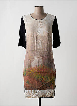 Rochie midi mâneci 3/4 mâneci 3/4 bej NICE THINGS femeie