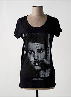 Tricou imprimeu fantezie mâneci scurte negru ELEVEN PARIS femeie