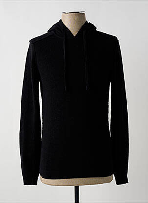 Hanorac cu glugă guler rotund mâneci lungi negru WOOL & CO bărbat