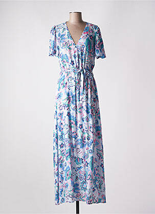 Rochie lungă mâneci scurte mâneci scurte albastru C'EST BEAU LA VIE femeie
