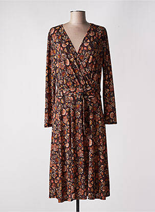 Rochie midi imprimeu floral mâneci lungi maro DIANE LAURY femeie