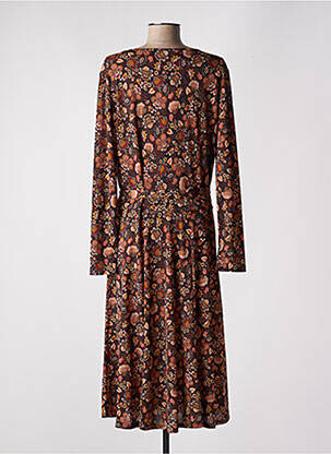 Rochie midi imprimeu floral mâneci lungi maro DIANE LAURY femeie