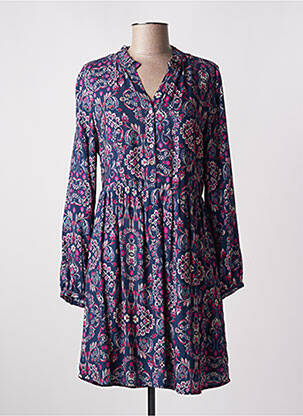 Rochie scurtă croială evazată mâneci lungi albastru C'EST BEAU LA VIE femeie