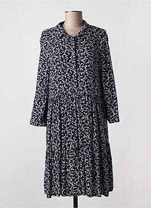 Rochie midi imprimeu floral mâneci lungi albastru C'EST BEAU LA VIE femeie